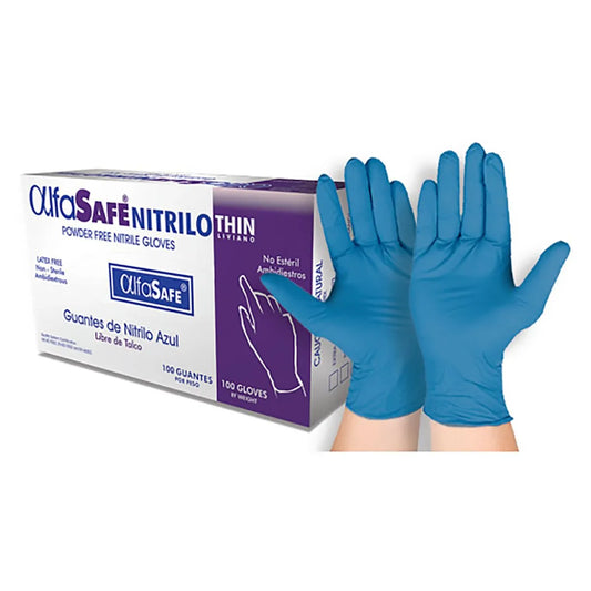 Guantes de nitrilo azul libre de talco (Caja x100 unds)