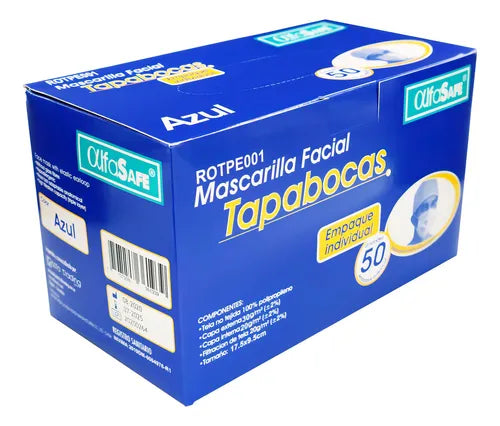 Tapabocas empaque individual blanco (caja x50 unds)